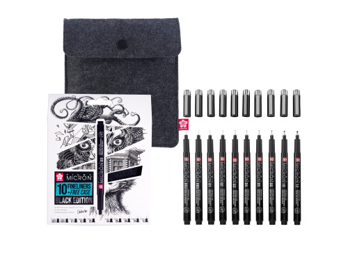 Set of Pigma Micron Fineliners with case - Sakura - 10 pcs.