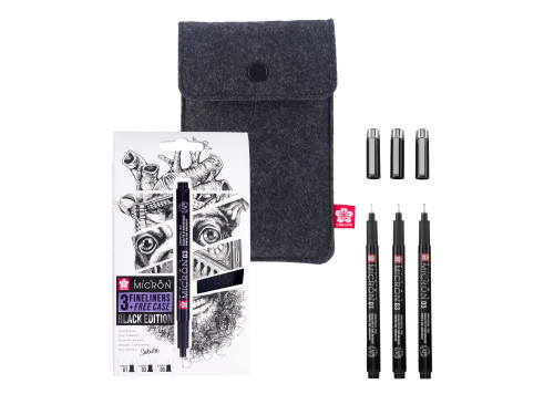 Zestaw cienkopisów Pigma Micron Black z etui - Sakura - 3 szt.