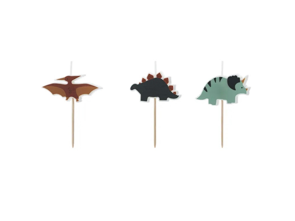 Birthday candles Dinosaurs - 3 cm, 3 pcs.