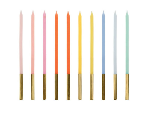 Birthday candles - metallized - 14 cm, 10 pcs.