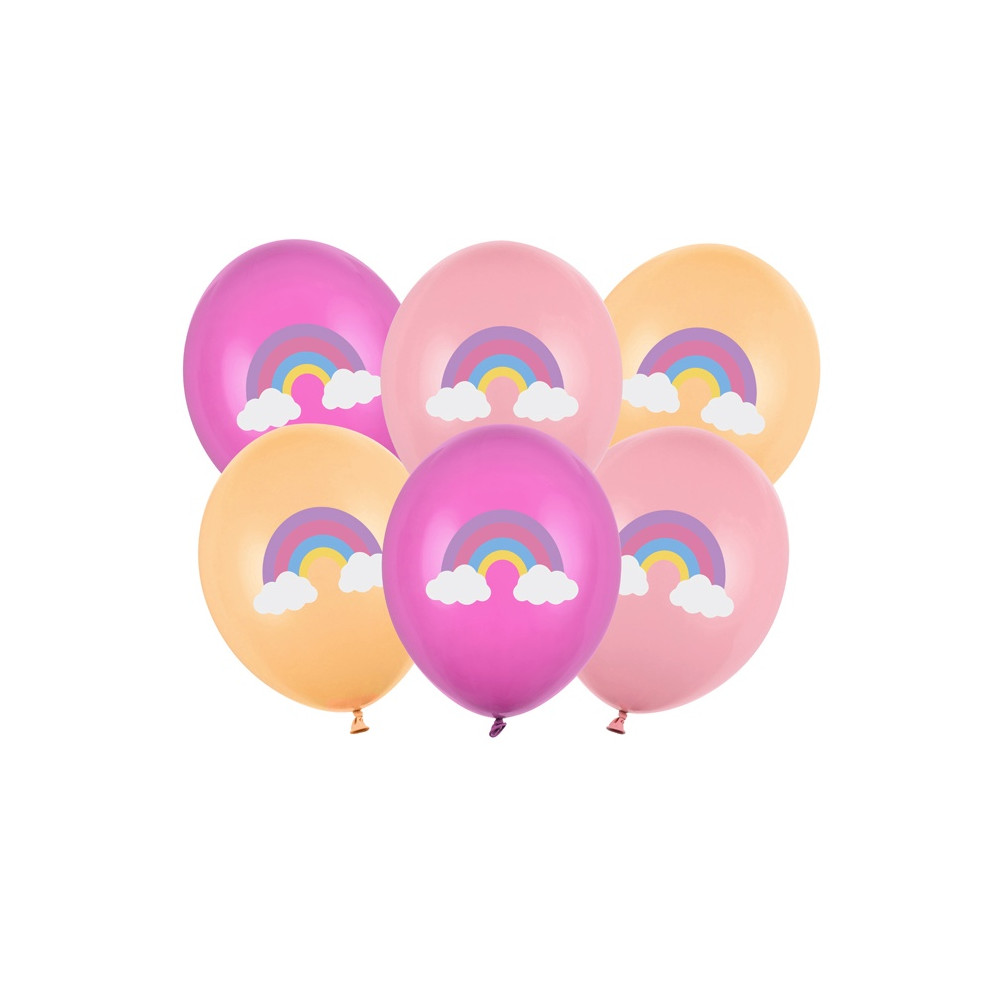 Latex balloons Rainbow - 30 cm, 6 pcs.