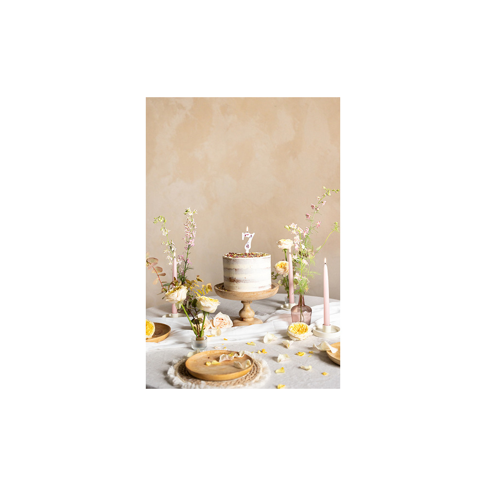 Birthday candle, number 7 - flowers petals, 8 cm