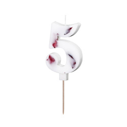 Birthday candle, number 5 - flowers petals, 8 cm