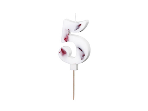 Birthday candle, number 5 - flowers petals, 8 cm