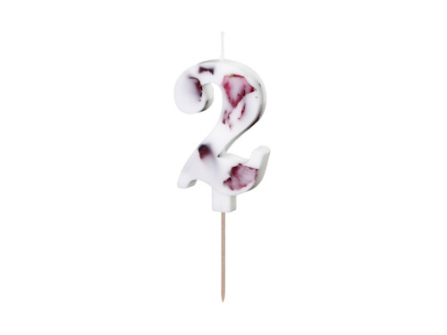 Birthday candle, number 2 - flowers petals, 8 cm