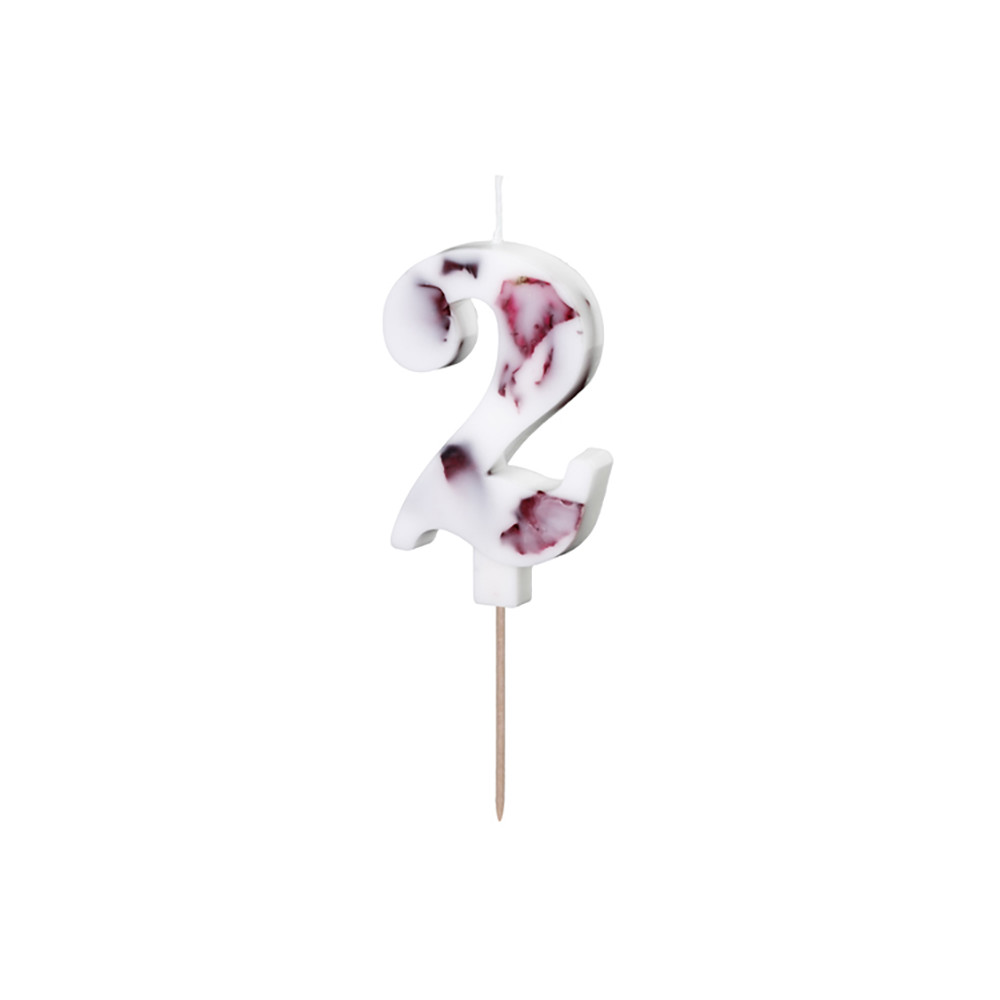 Świeczka urodzinowa cyferka 2 - płatki kwiatów, 8 cm