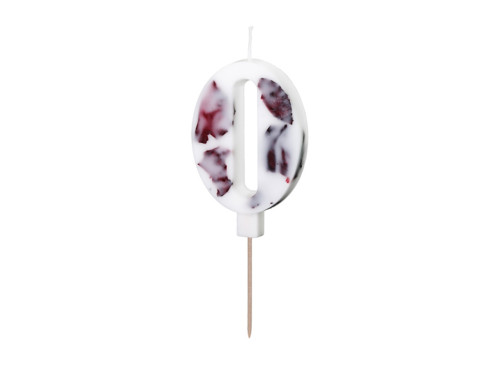 Birthday candle, number 0 - flowers petals, 8 cm