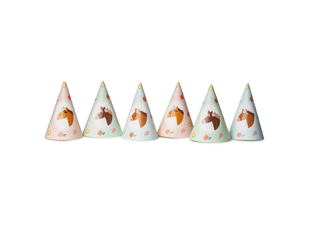 Party hats Horses - 16 cm, 6 pcs.
