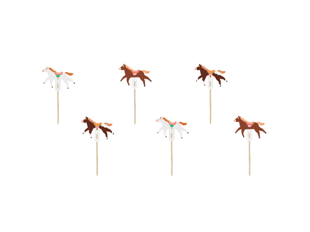 Toppery do muffinek Konie - 13 cm, 6 szt.