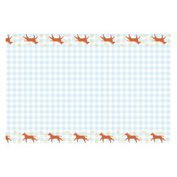 Paper checkered tablecloth Horses - white and blue, 180 x 120 cm