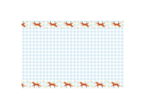 Paper checkered tablecloth Horses - white and blue, 180 x 120 cm