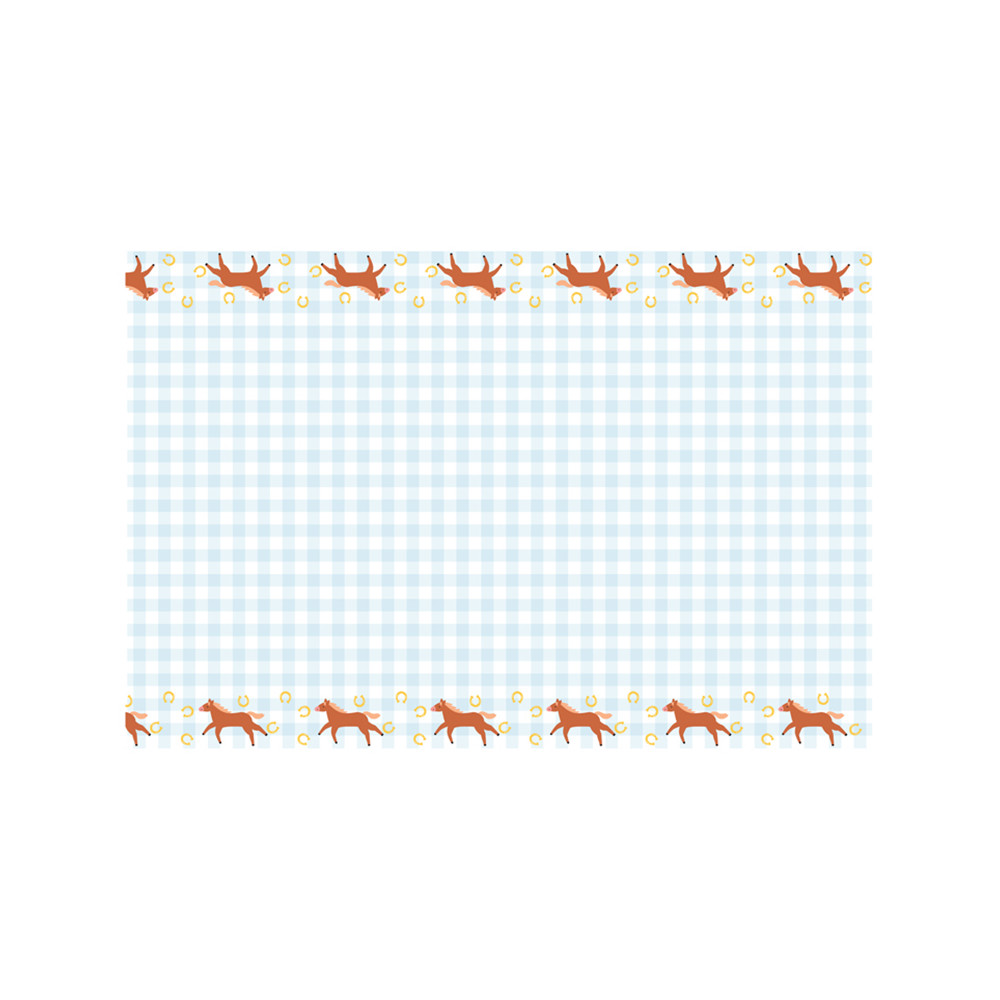 Paper checkered tablecloth Horses - white and blue, 180 x 120 cm