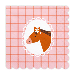 Serwetki papierowe Konie - różowe, 16,5 x 16,5 cm, 12 szt.