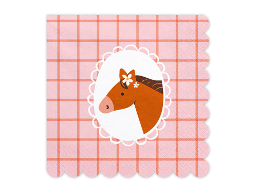 Paper napkins Horses - pink, 16,5 x 16,5 cm, 12 pcs.