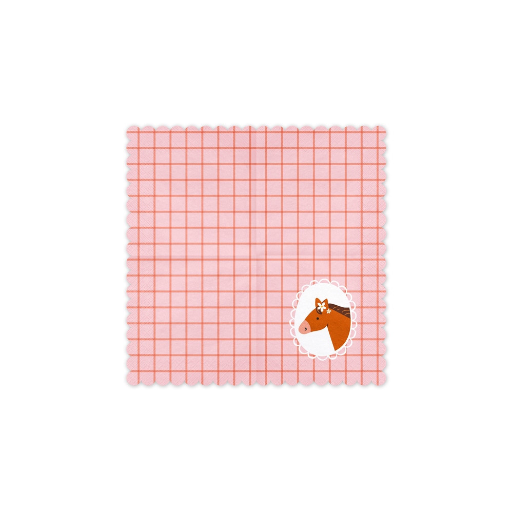 Paper napkins Horses - pink, 16,5 x 16,5 cm, 12 pcs.