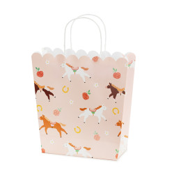 Gift paper bag Horses - pink, 23 x 22 x 8,5 cm