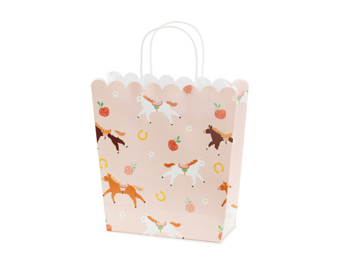 Gift paper bag Horses - pink, 23 x 22 x 8,5 cm