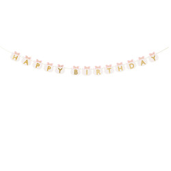 Baner Happy Birthday Kotki - różowy, 12 x 280 cm