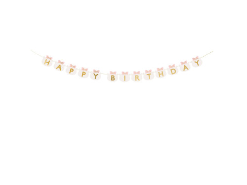 Banner Happy Birthday Cats - pink, 12 x 280 cm