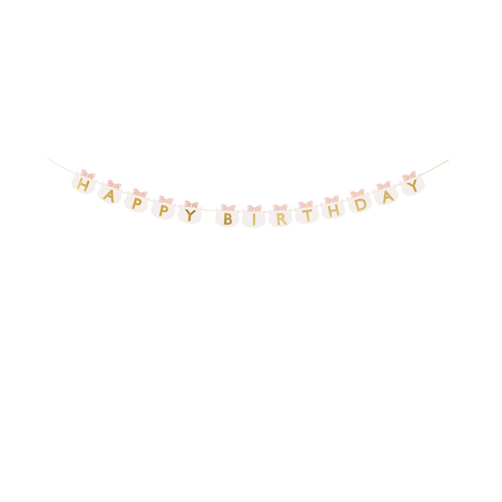 Baner Happy Birthday Kotki - różowy, 12 x 280 cm