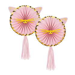 Decorative rosettes Cats - pink, 26 cm, 2 pcs.