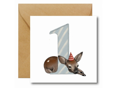 Greeting card - Hi Little - Deer, 14,5 x 14,5 cm