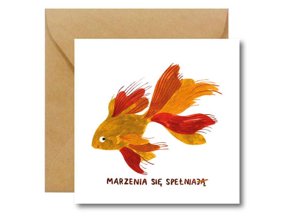 Greeting card - Hi Little - Gold Fish, 14,5 x 14,5 cm