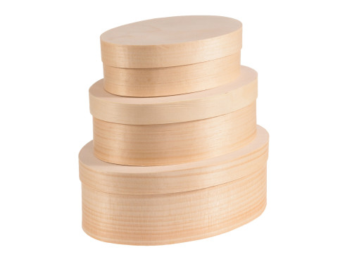 Wooden Oval Boxes 3 in 1