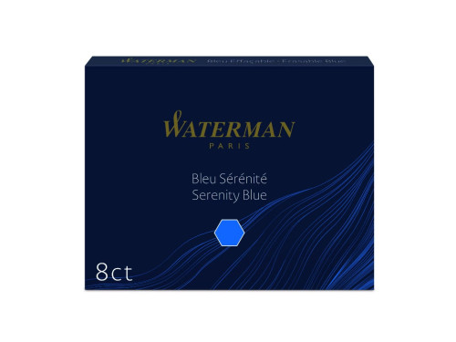 Naboje atramentowe - Waterman - Long, Serenity Blue, 8 szt.
