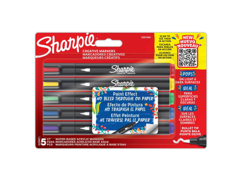 Water-based acrylic markers - Sharpie - 2,5 mm, 5 pcs.