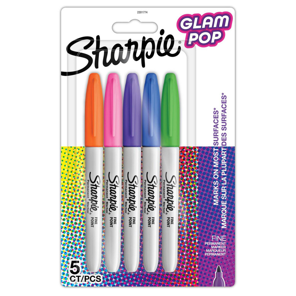 Zestaw markerów permanentnych Glam Pop - Sharpie - 1 mm, 5 szt.