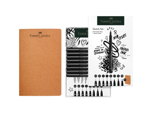 Set of Pitt Artist Pens with sketchbook - Faber-Castell - 9 pcs.