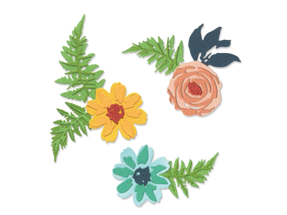 Set of Thinlits cutting dies - Sizzix - Flowers and Fern, 11 pcs.