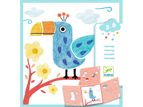 Coloring Book with stencils - Djeco - Animals