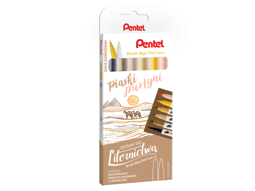 Brush Sign Pen Twin Set - Pentel - Sands of The Desert, 6 pcs.