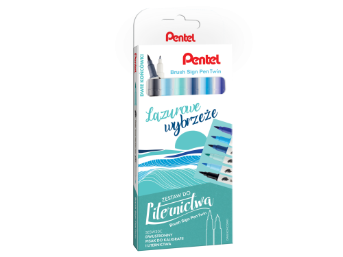 Brush Sign Pen Twin Set - Pentel - French Riviera, 6 pcs.