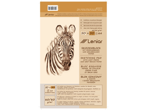 Sketch block with light and gray paper A4 - Leniar - 80 g, 100 sheets