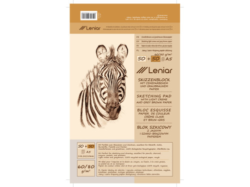 Sketch block with light and gray paper A5 - Leniar - 80 g, 100 sheets