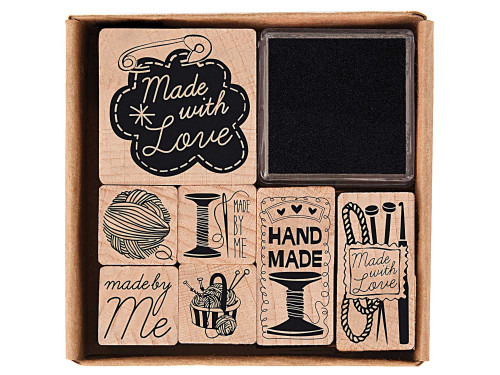 Zestaw drewnianych stempli Handmade - Paper Poetry - 7 szt.