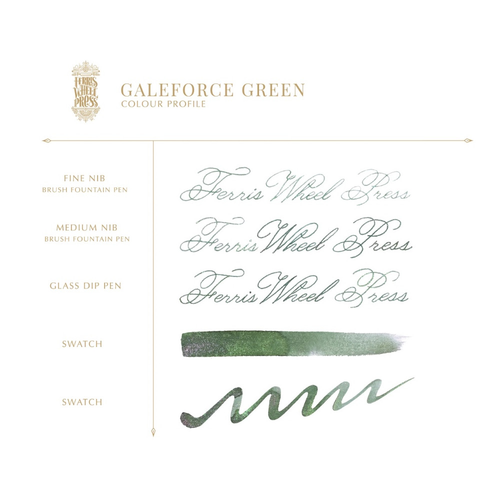 Calligraphy ink FerriTales - Ferris Wheel Press - Galeforce Green, 20 ml