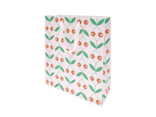Paper gift bag Cherries - Rico Design - Pink, 26 x 32 x 12 cm