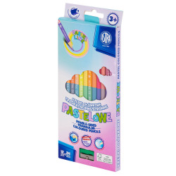 Double-sided triangular colored pencils + sharpener - Astra - pastel, 12 pcs.