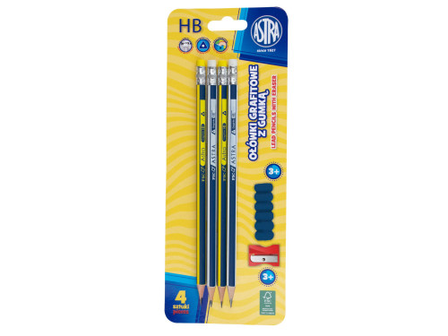 Pencils for handwriting training - Astra - HB, 4 pcs.