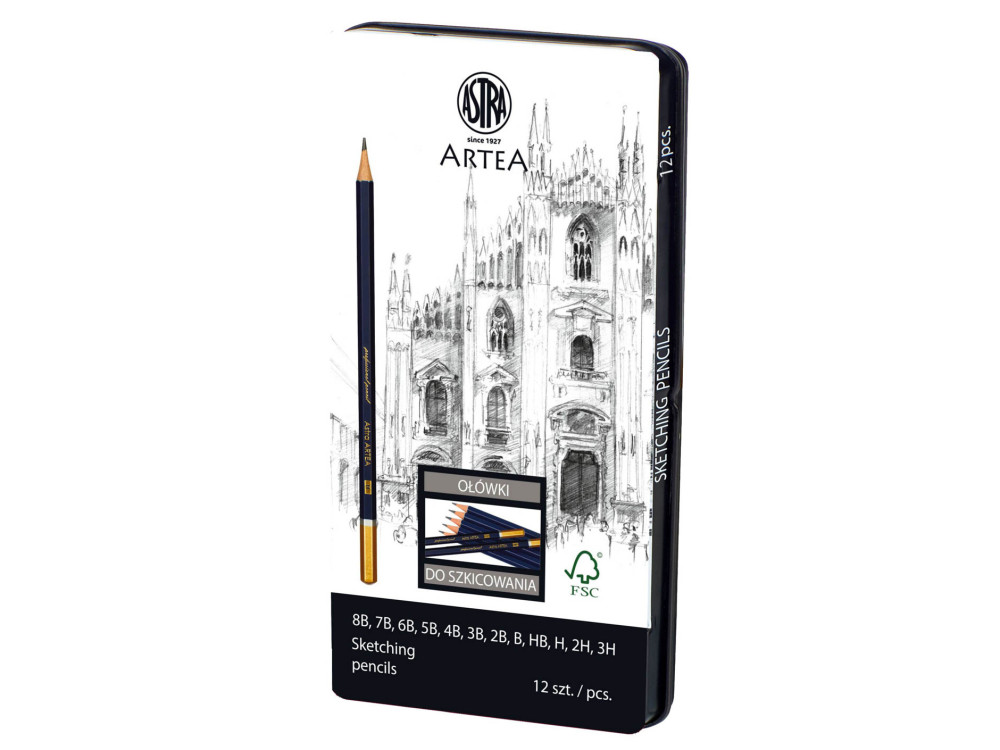 Set of sketching Artea pencils - Astra - 12 pcs.