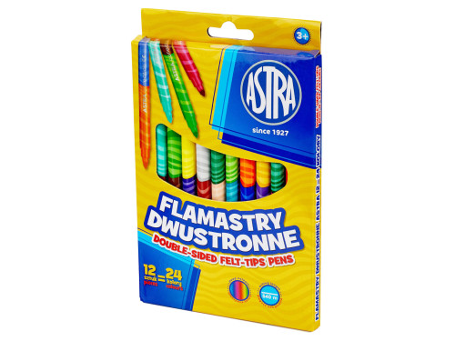 Double-sided felt-tip pens - Astra - 12 pcs.