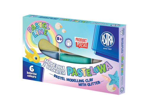Pastel Modelling Clay with glitter - Astra - 6 pcs.