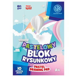 Blok rysunkowy kolorowy A4 - Astra - pastelowy, 80 g, 10 ark.