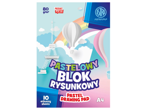 Blok rysunkowy kolorowy A4 - Astra - pastelowy, 80 g, 10 ark.
