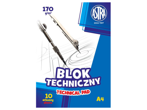 Blok techniczny A4 - Astra - biały, 170 g, 10 ark.