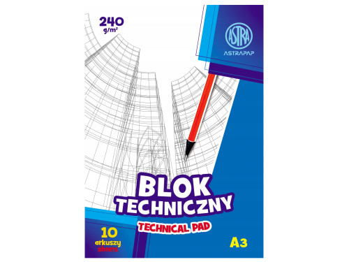 Technical Paper Pad A3 - Astra - white, 240 g, 10 sheets